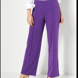 Women with Control | Royal Pleated Purple Global Illusions Wide-Leg Pants
